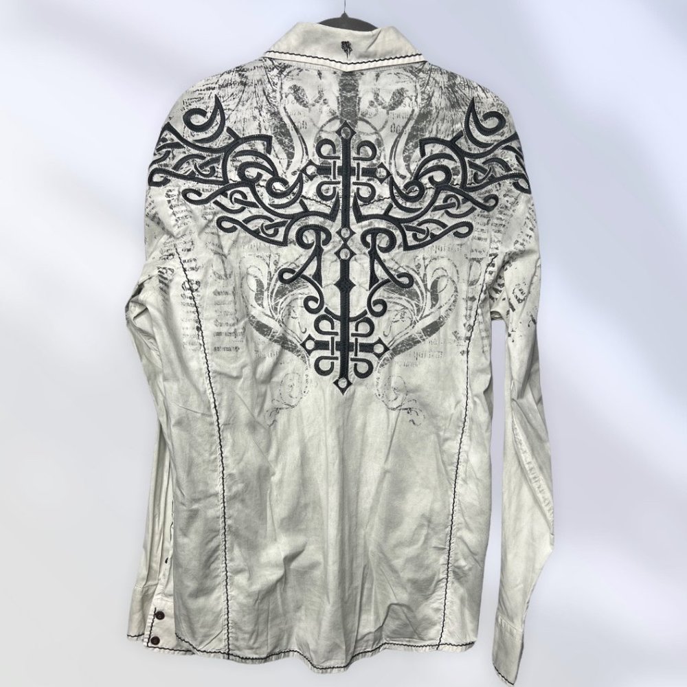 ROAR Men's M Medium Button Down Shirt Grey and Steel Grey
